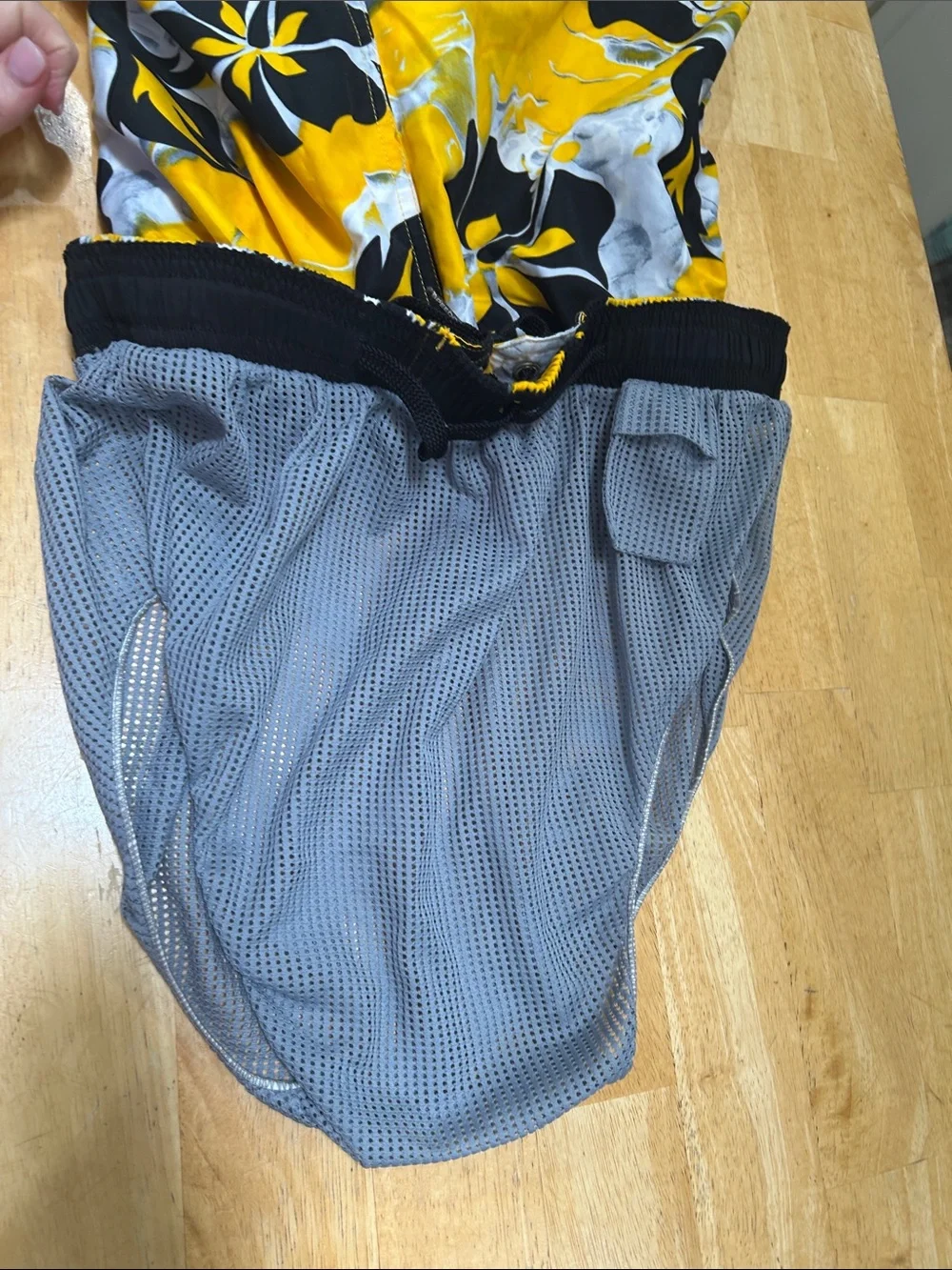 Speedo Yellow Black White Floral Swim Trunks for Men